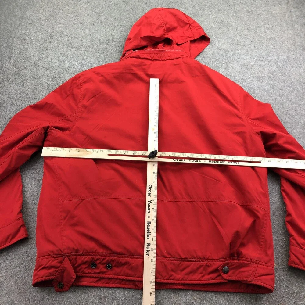 Polo Ralph Lauren Jacket Mens XL Red Hooded Windbreaker Full Zip Lined Outdoor